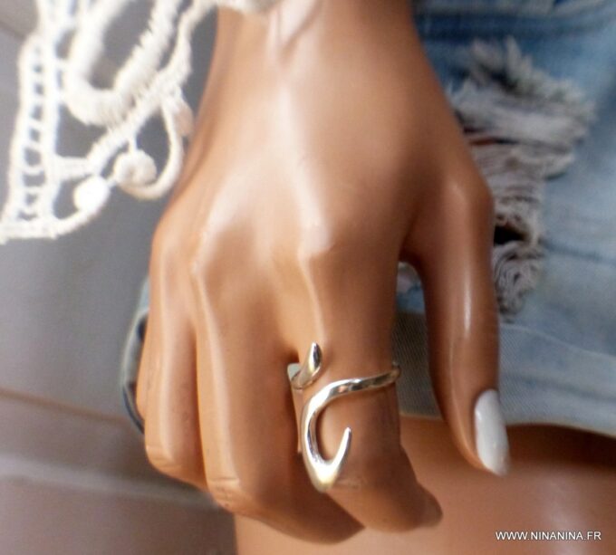 N1316G Bague argent femme originale ajustable - Bijoux Bagues en ligne Ninanina