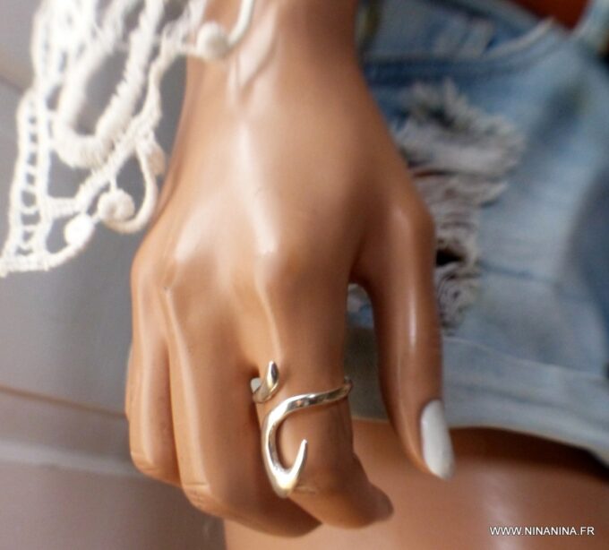 N1316J Bague argent femme originale ajustable - Bijoux Bagues en ligne Ninanina
