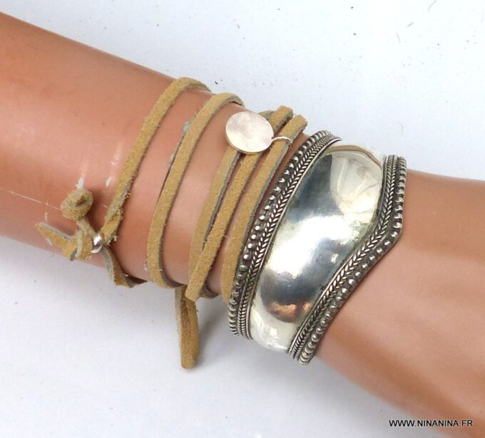 N1578a_Bracelet_wrap_cordon_daim_boheme_medaille_argent_massif_-_Bijoux_en_ligne_Ninanina-1