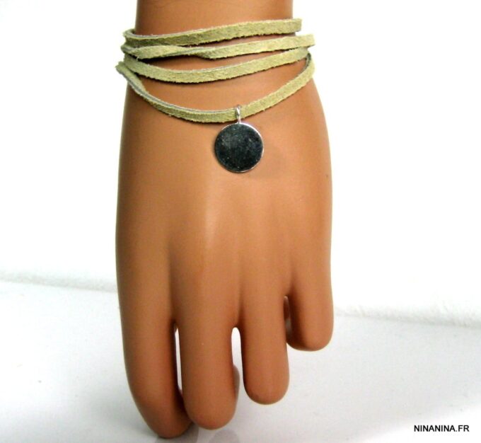 N1578tero_bracelet_wrap_cordon_daim_medaille_argent_massif