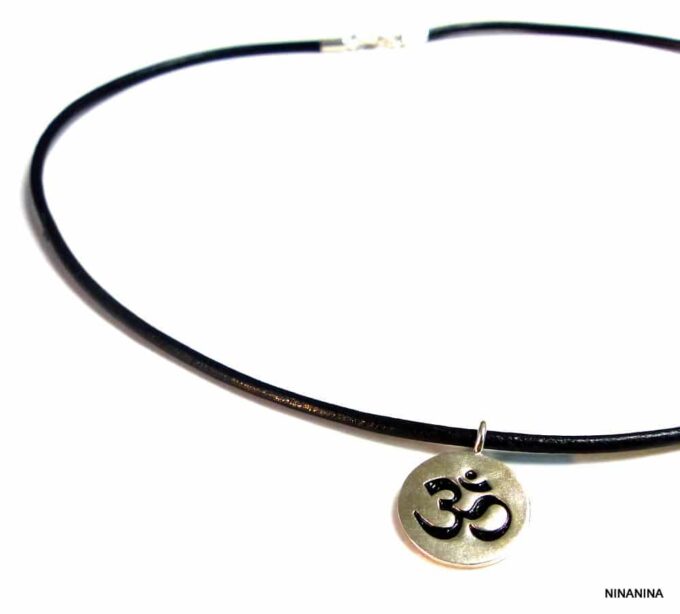 N1581terd_Collier_homme_cordon_cuir_ohm_argent_925_massif