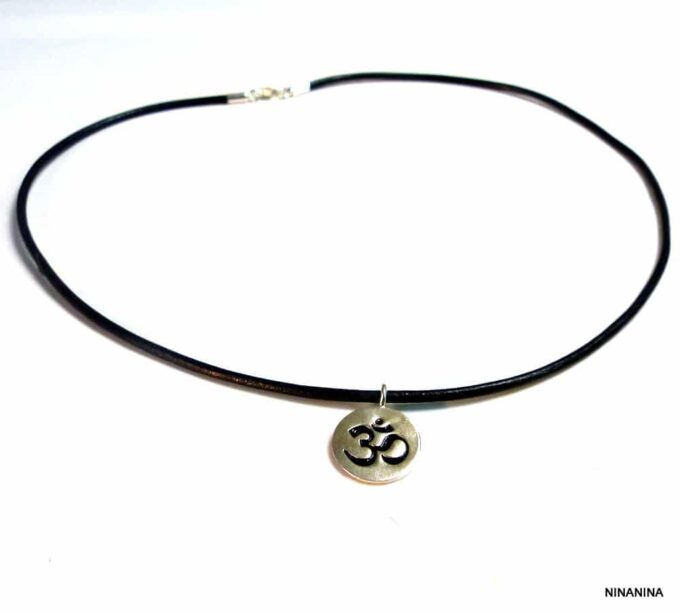 N1581terf_Collier_homme_cordon_cuir_ohm_argent_925_massif