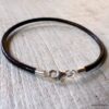 N1582a bracelet homme cordon cuir argent 925 massif - Bijoux Bracelets en ligne Ninanina