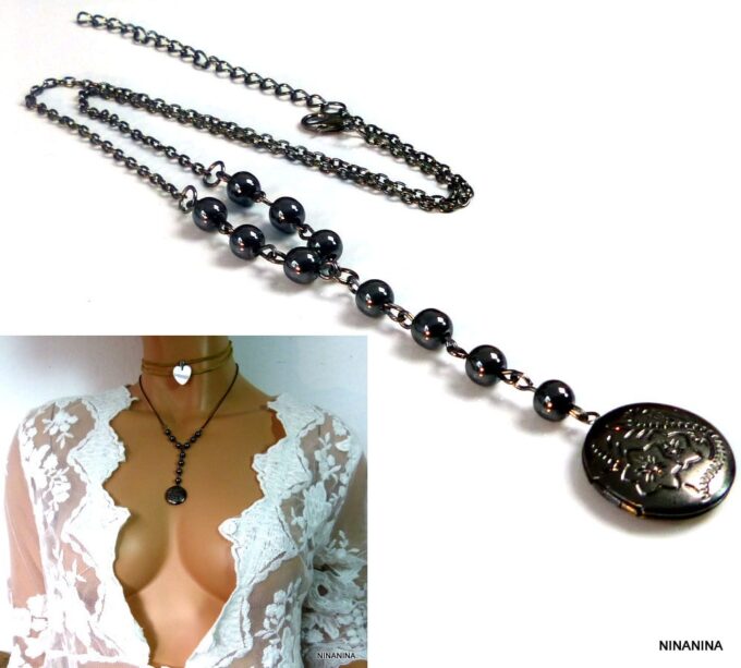 N1591terd_collier_femme_chapelet_porte-photo_metal_noir_perles-1