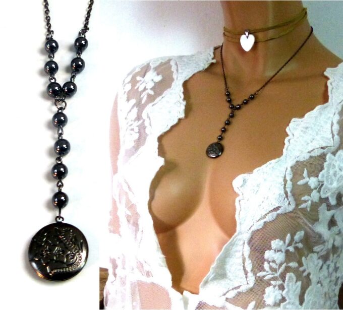 N1591terg_collier_femme_chapelet_porte-photo_metal_noir_perles-2