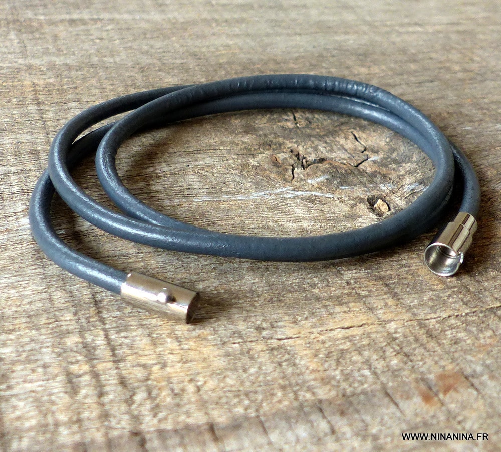 Bracelet 3 Tours Cuir Artisanal Pour Homme Avec Fermoir Aimanté En Acier Inox – Image 7