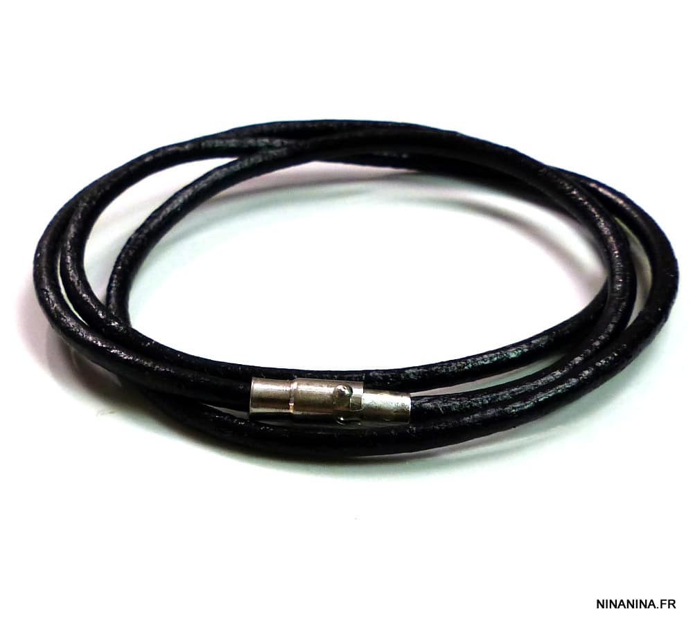 Bracelet 3 Tours Cuir Artisanal Pour Homme Avec Fermoir Aimanté En Acier Inox – Image 2