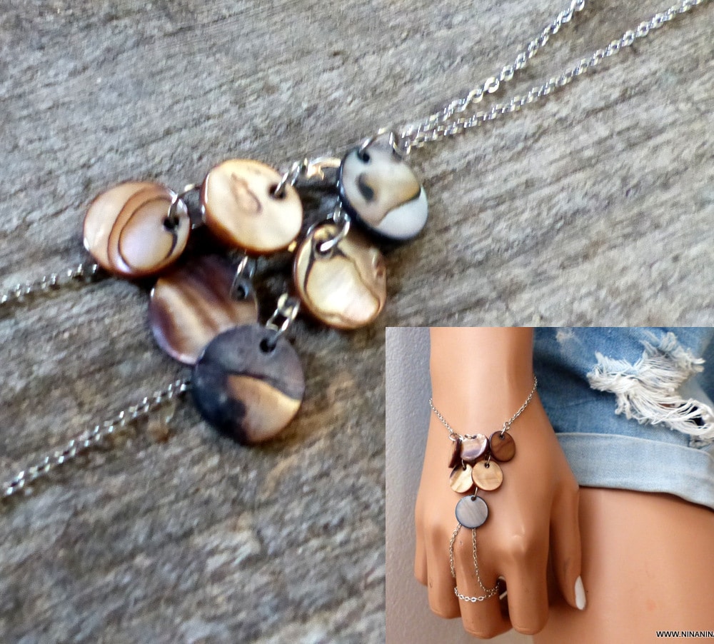 Chaîne de main gitan nacre et acier inoxydable argent – Image 3