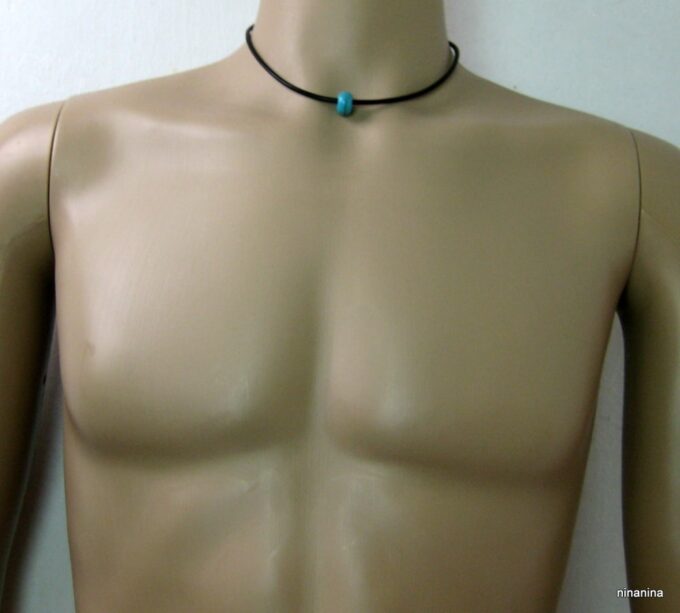 N1701teri_collier_homme_cordon_cuir_et_perle_turquoise