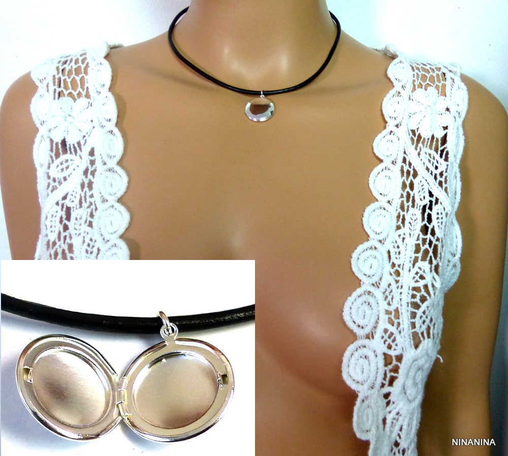 Collier Cordon Cuir porte photo Argent plaqué – Image 17