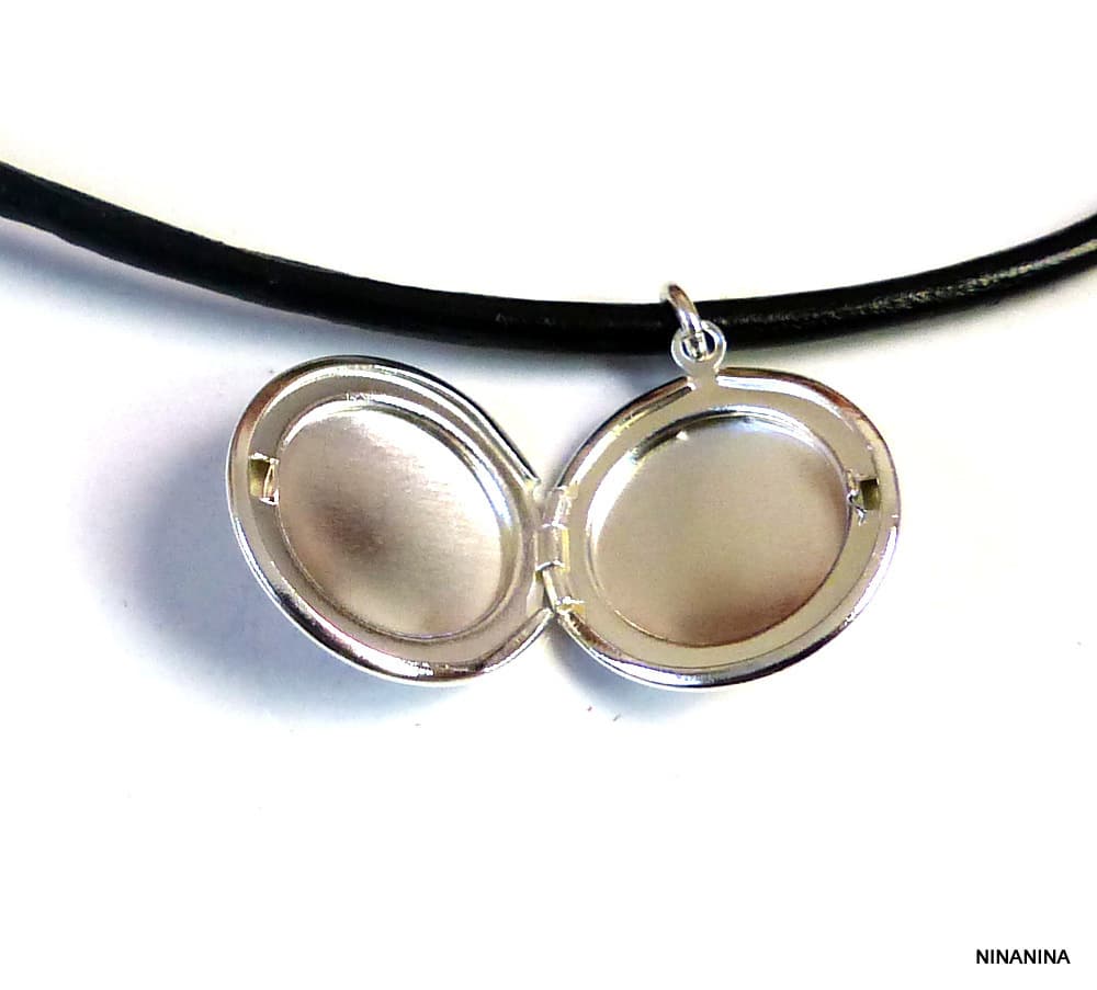 Collier Cordon Cuir porte photo Argent plaqué – Image 25