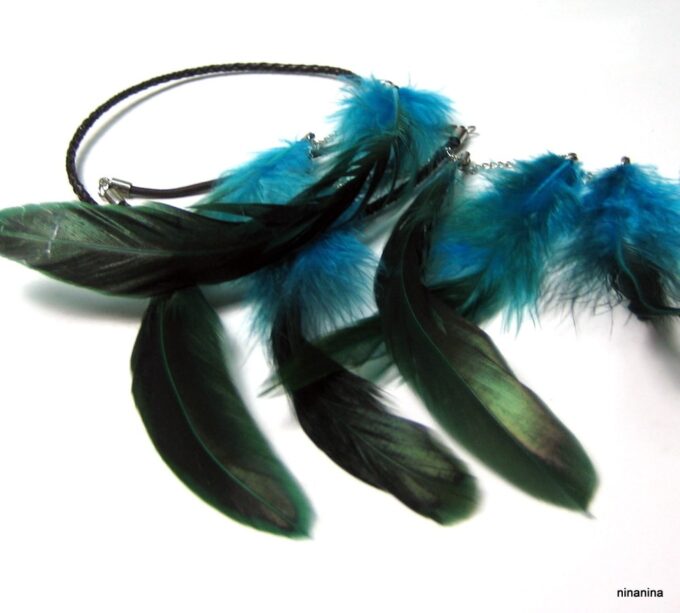N1788terh_headband_cuir_tresse_et_plumes_turquoises