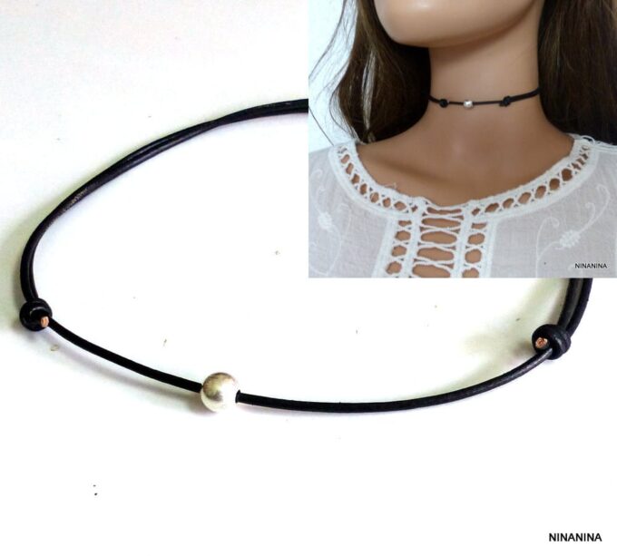N1823A_Collier_homme_femme_cordon_cuir_perle_boule_argent_925_massif_NINANINA