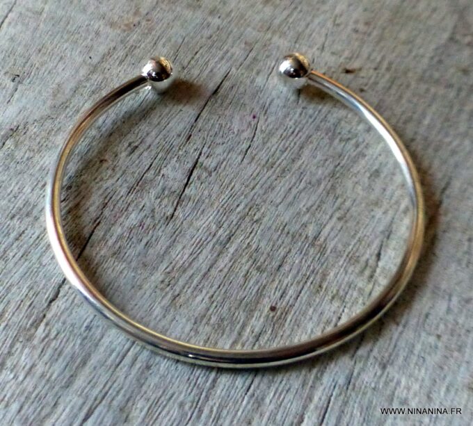 N1865e Bracelet jonc pas cher en métal argenté - Bijoux Bracelets en ligne Ninanina