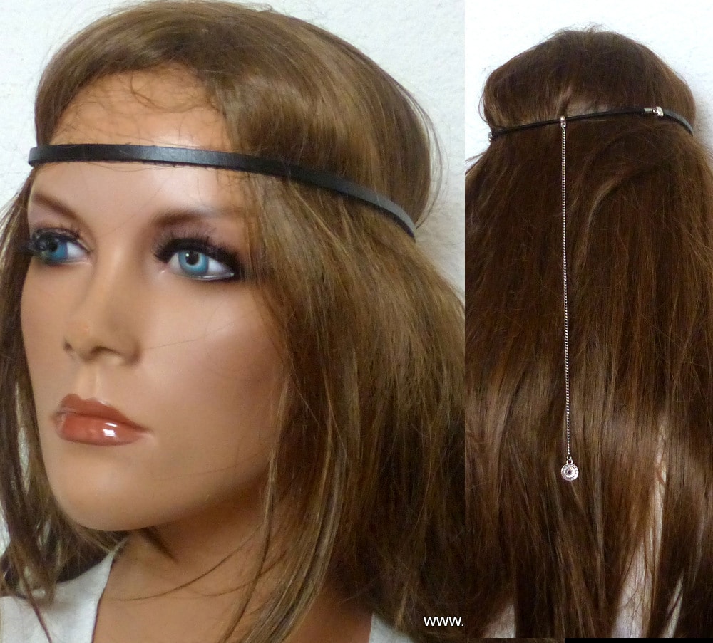 Headband Cuir et Chaine métal argenté – Image 14