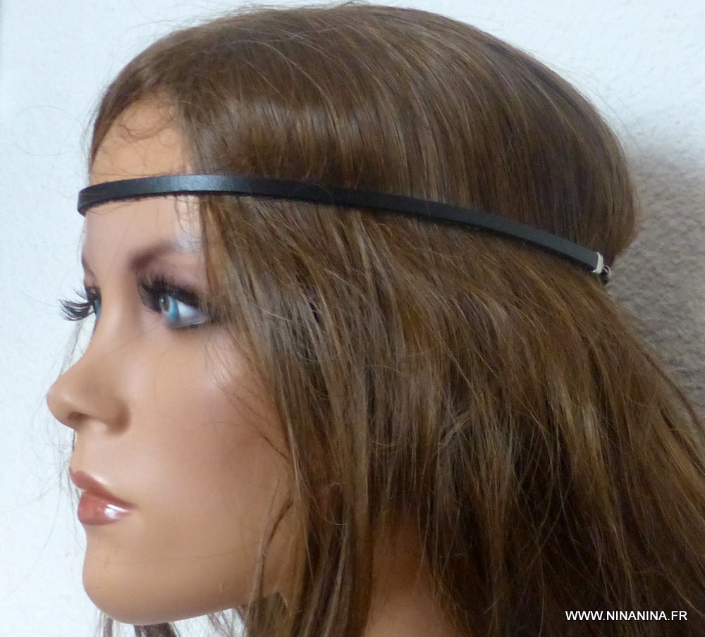Headband Cuir et Chaine métal argenté – Image 2