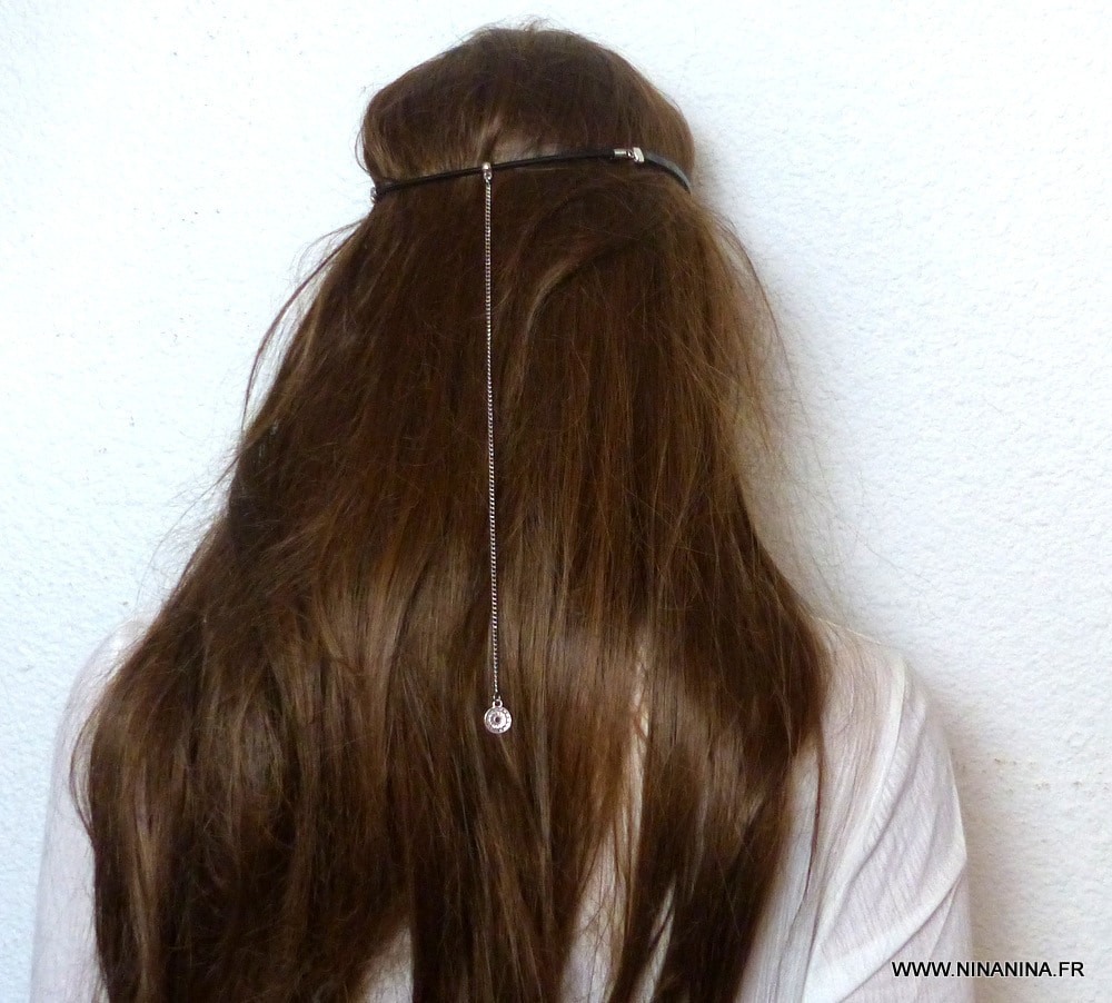 Headband Cuir et Chaine métal argenté – Image 6