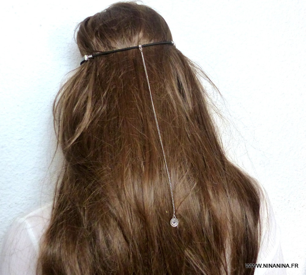 Headband Cuir et Chaine métal argenté – Image 8