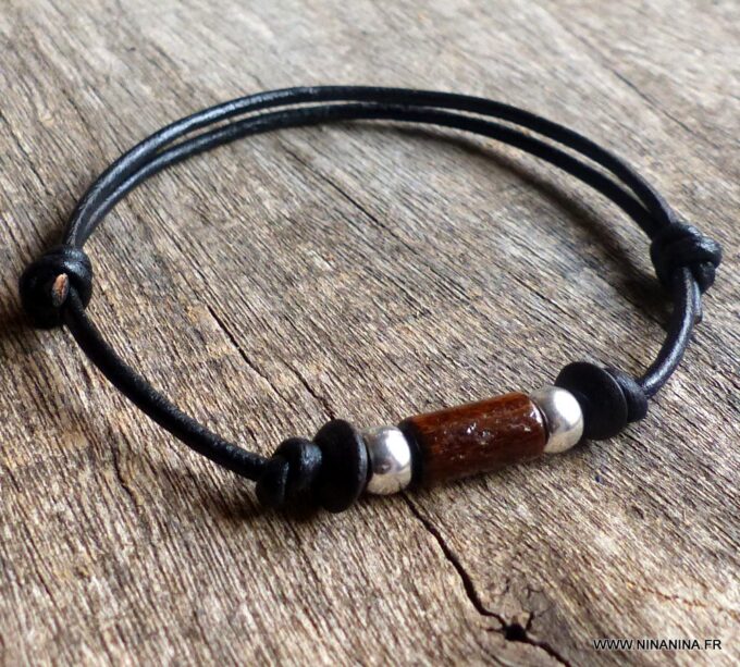 N1938b_bracelet_homme_cordon_cuir_perle_bois_metal_argent_NINANINA-1