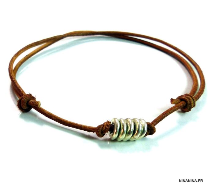 N1942terd_bracelet_cordon_cuir_disque_argent_massif