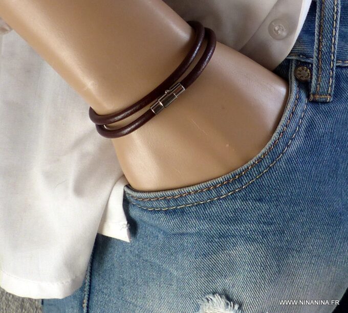N2001a_Bracelet_2_tours_cuir_fermoir_aimante_acier_inoxydable_-_Bijoux_en_ligne_NINANINA