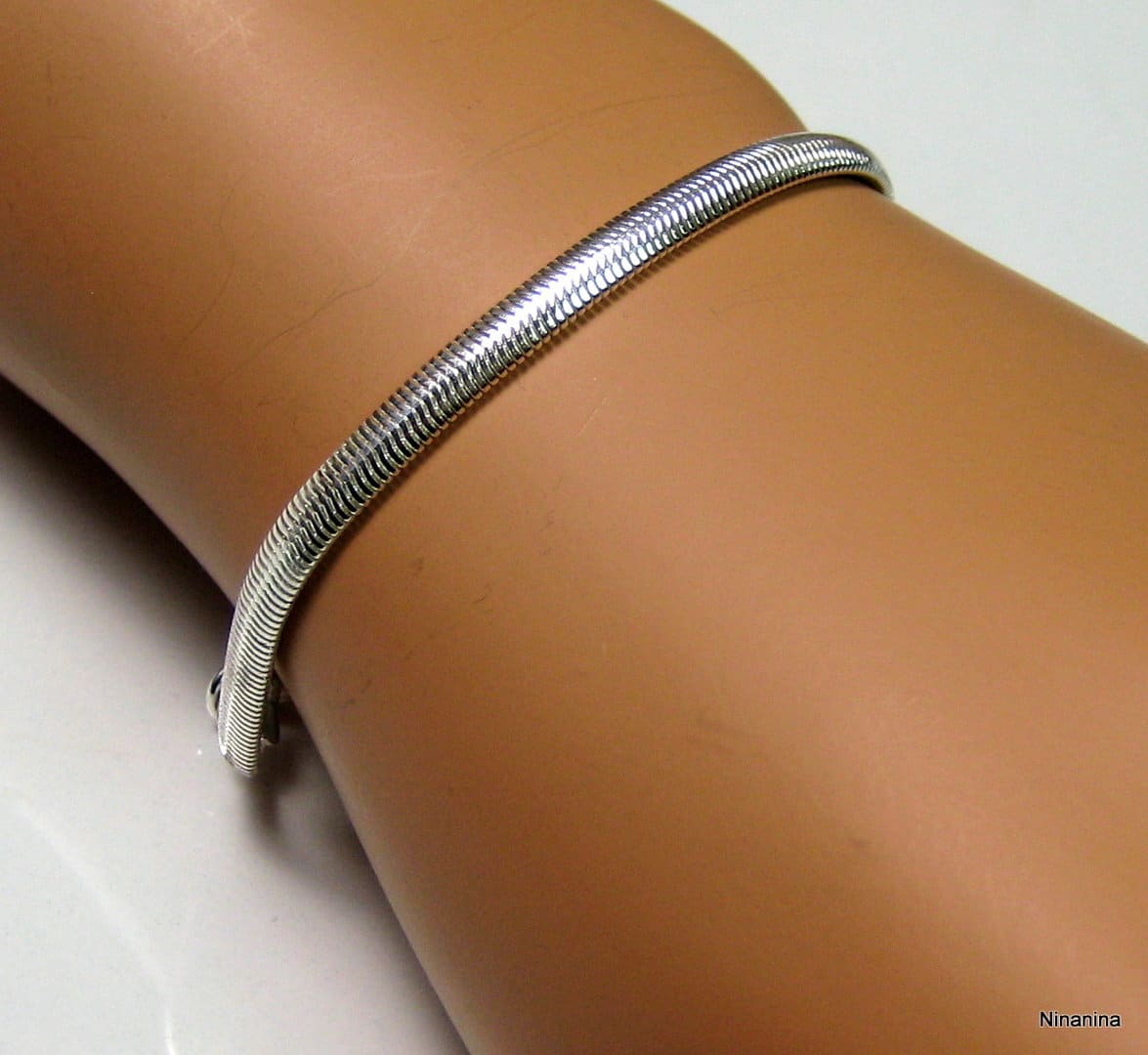 Bracelet maille serpent plate plaqué Argent Ninanina
