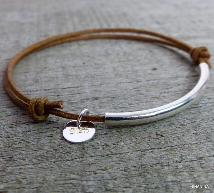 N2034terterb_Bracelet_cordon_cuir_et_tube_argent_massif