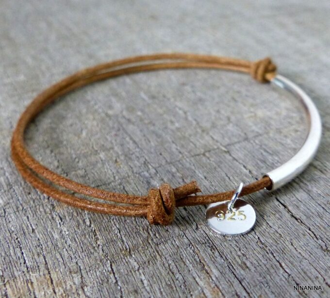 N2034terterc_Bracelet_cordon_cuir_et_tube_argent_massif