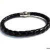 N2048b_Bracelet_homme_cuir_tresse_fermoir_boule_acier_inoxydable