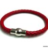 N2048ter_Bracelet_cuir_tresse_rouge_fermoir_boule_acier