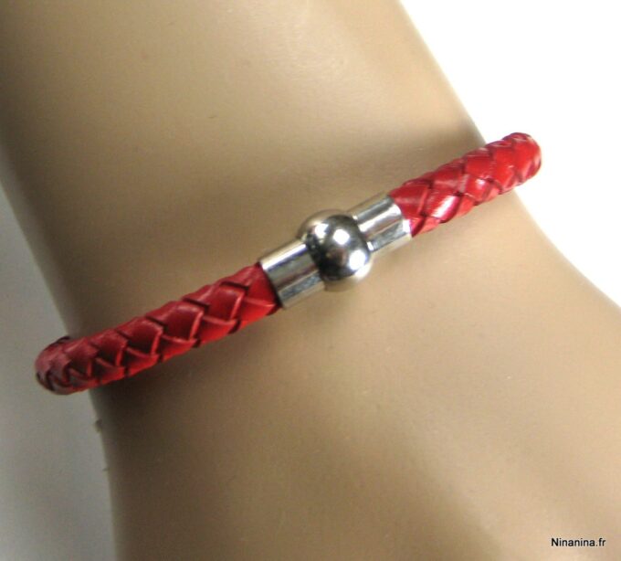 N2048terc_bracelet_homme_cuir_tresse_rouge