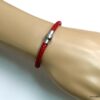 N2048terd_Bracelet_cuir_tresse_rouge_fermoir_boule_acier