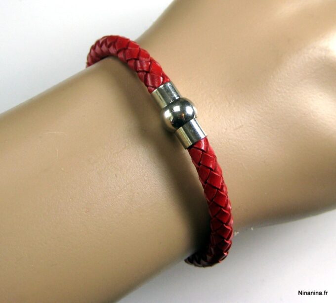 N2048terd_bracelet_homme_cuir_tresse_rouge
