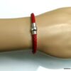 N2048terg_Bracelet_cuir_tresse_rouge_fermoir_boule_acier