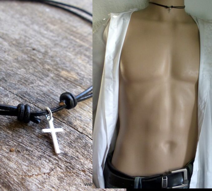 N2089a_Collier_homme_cordon_cuir_croix_argent_925_massif_NINANINA