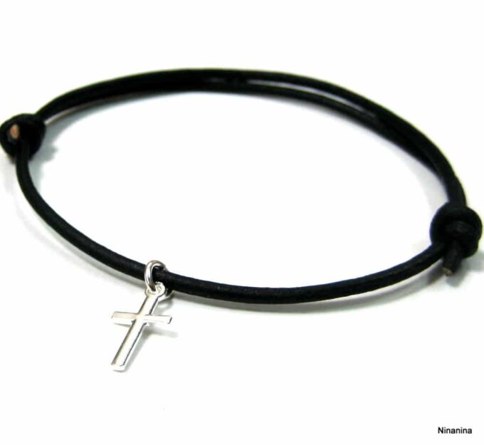 N2090terb_bracelet_cordon_cuir_croix_argent_massif