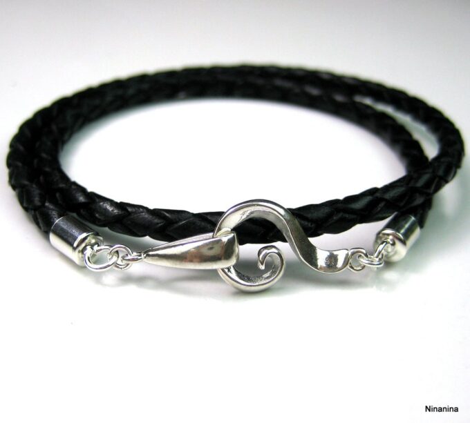 N2110ter_bracelet_cuir_tresse_et_fermoir_crochet_argent_massif