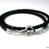 N2110terc_bracelet_cuir_tresse_et_fermoir_crochet_argent_massif