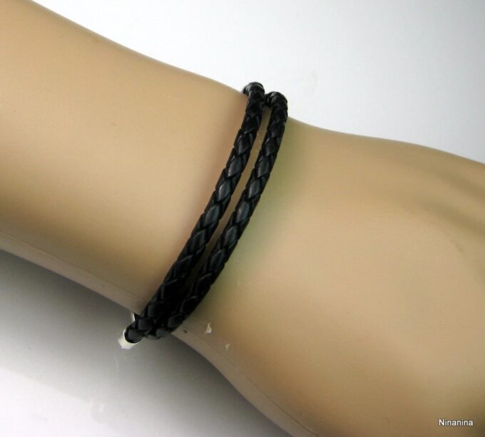 N2110terj_bracelet_cuir_tresse_et_fermoir_crochet_argent_massif