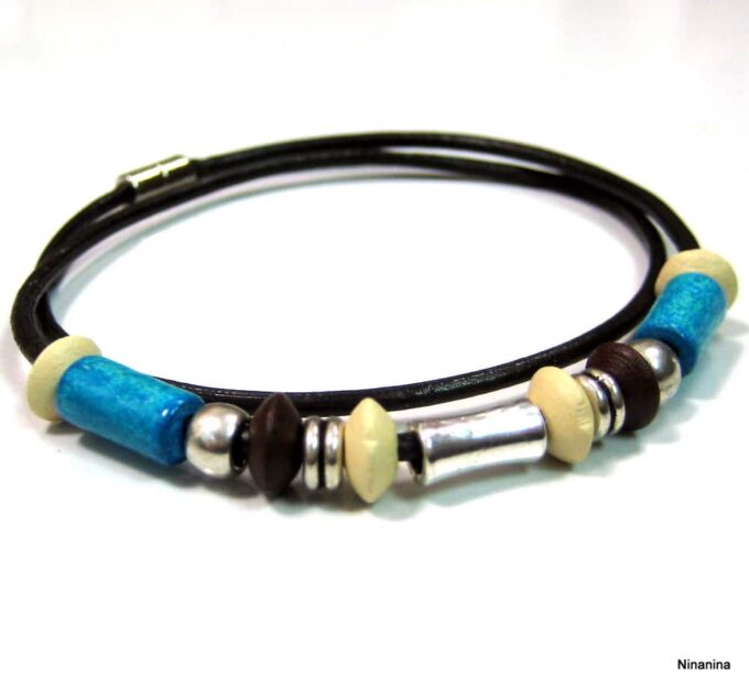 N2163terb_bracelet_homme_cordon_cuir_et_perles_bois