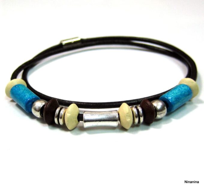 N2163terg_bracelet_homme_cordon_cuir_et_perles_bois