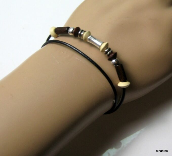 N2163terg_bracelet_homme_wrap_cuir_et_perles_bois