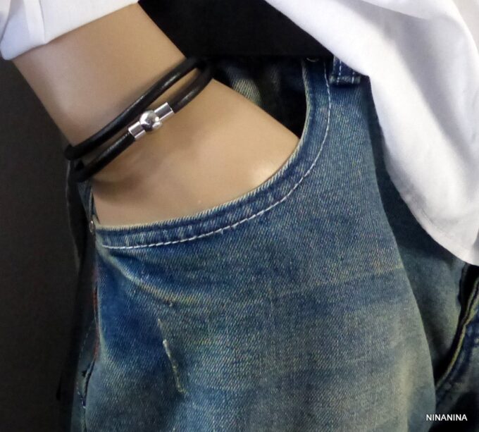 N2172terg_Bracelet_homme_cuir_2_tours_fermoir_boule_aimante