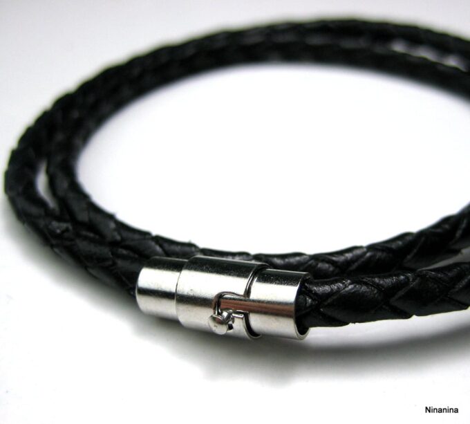 N2184ter_bracelet_cordon_cuir_tresse_et_acier_inoxydable