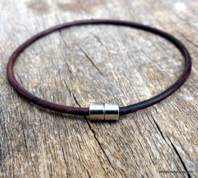 N2188b_Bracelet_homme_cordon_cuir_fermoir_acier_aimante_-_Bijoux_Bracelets_en_ligne_ninanina