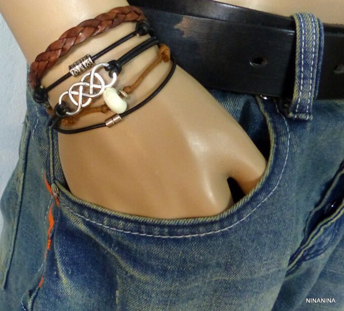 N2188terc_bracelet_homme_cordon_cuir_fermoir_acier_aimante