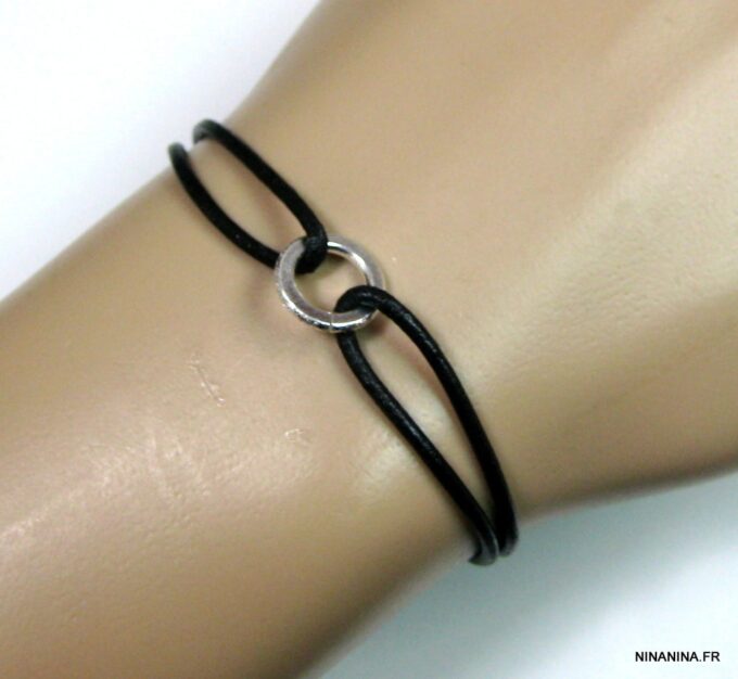 N2230terc_bracelet_cordon_cuir_anneau_plaque_argent