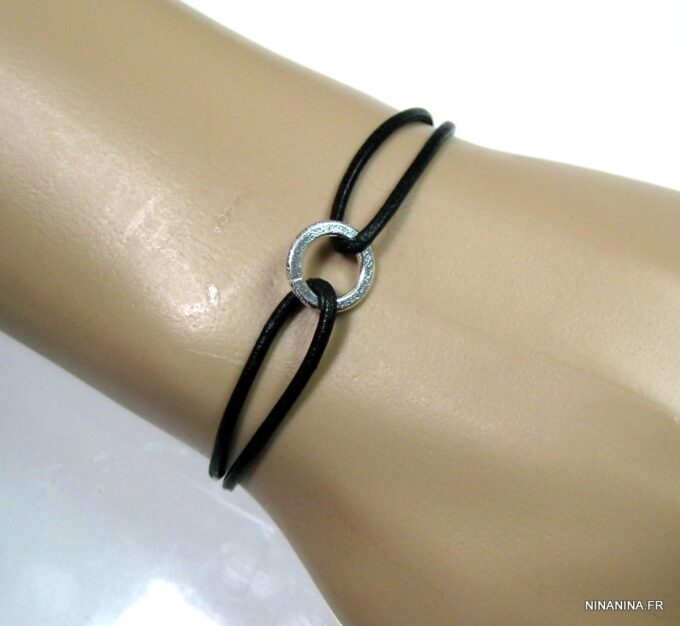 N2230teri_bracelet_cordon_cuir_anneau_plaque_argent
