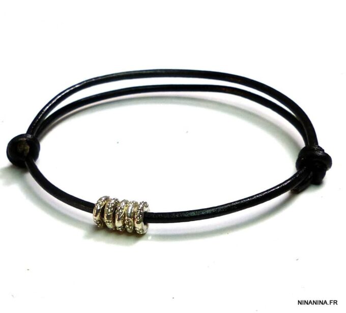 N2239ter_Bracelet_cordon_cuir_rondelles_argent_massif