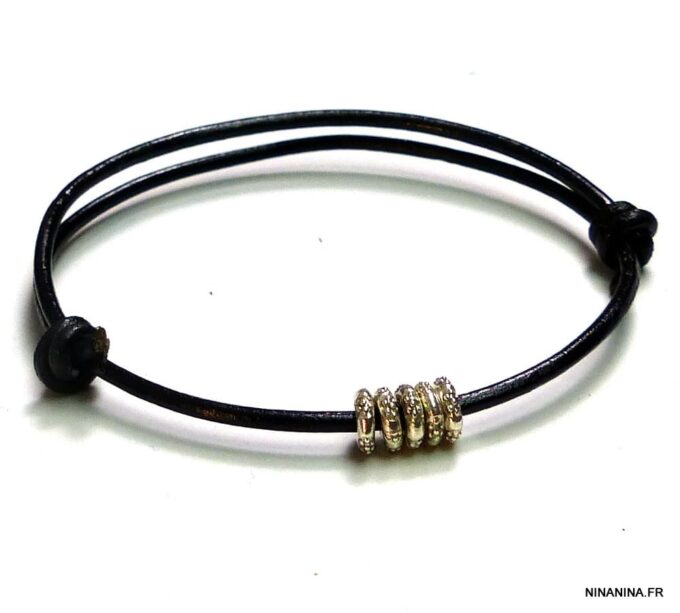 N2239tera_Bracelet_cordon_cuir_rondelles_argent_massif